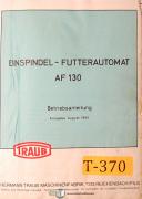 Traub-Traub AF 130, Eispindel - Futterautomat Instruction and Parts Manual-AF 130-01